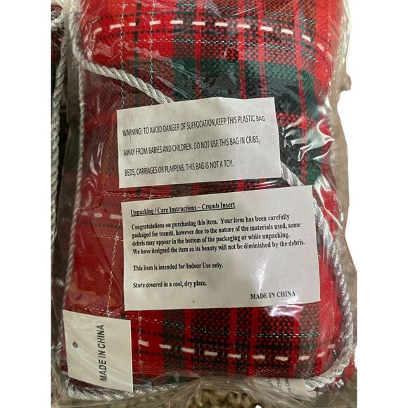 Red & Green Plaid Decorative Throw Pillows 2-Piece Set With "Peace" & "Joy" Scri - Picture 3 of 4